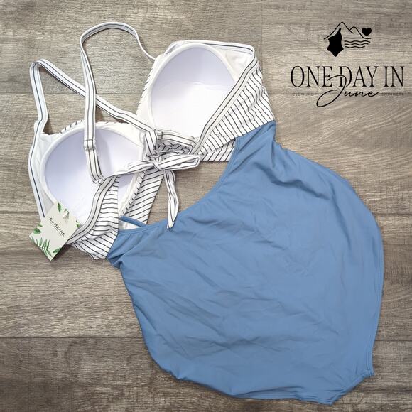 Eomenie Cross Front Cut Out One Piece Swimsuit Size 2XL - Picture 7 of 7